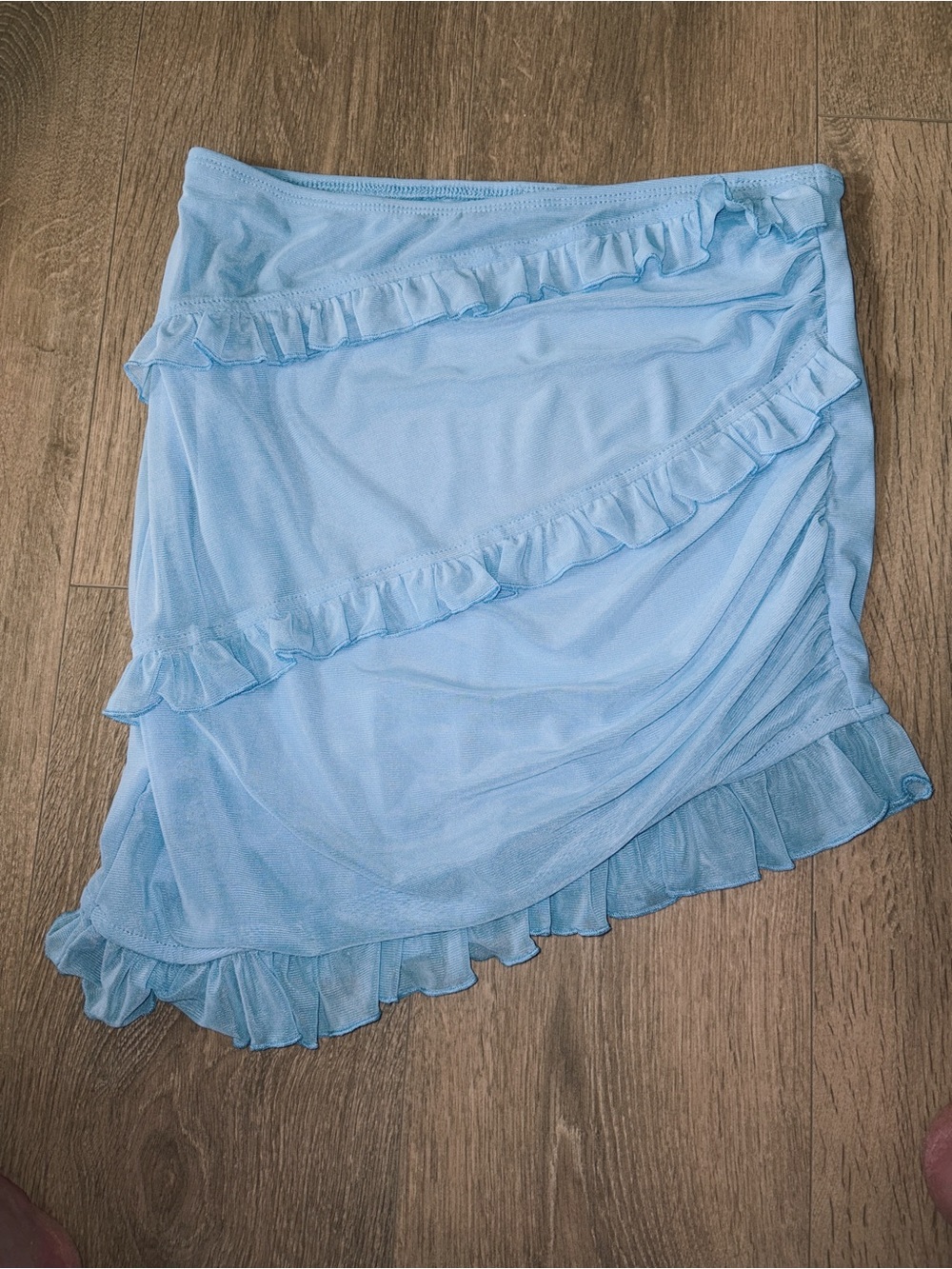 SHEIN Light Blue Ruffle Wrap Mini Skirt